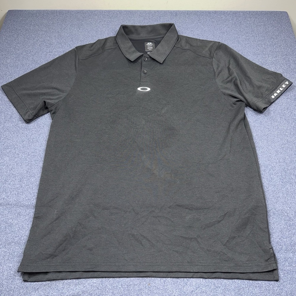 Oakley Shirt Mens 2XL Black Aero Ellipse Short Sleeve Polo Dri-Tech Regular Fit